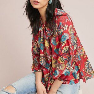 Shoshanna Red Printed Bianca Blouse